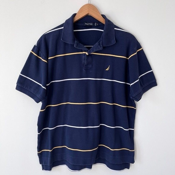 Nautica Men’s Size M Stripe Polo Shirt Golf Casual Short Sleeve - Picture 1 of 5